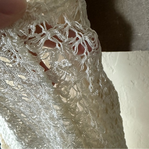 Mix Nouveau|Vintage 90’s tiered ruffle white Maxi dress with crotchet & florals• - Picture 7 of 13